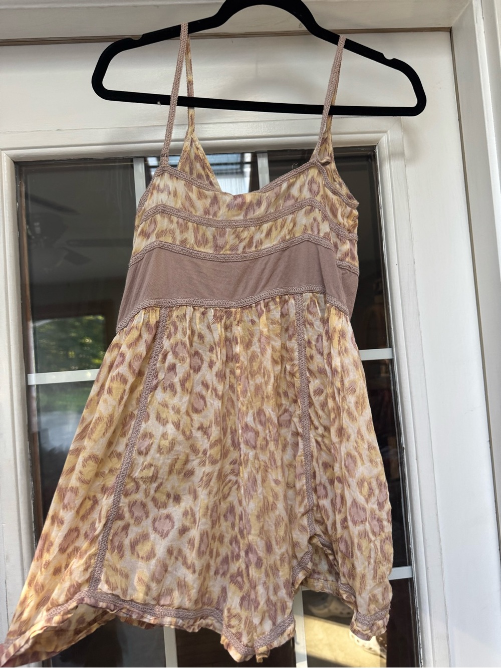 Zimmermann Cotton Leopard Print Crochet Trim Button Front Romper Playsuit 0 - Picture 7 of 8